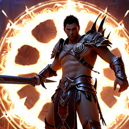 **

*   **Prompt:** "Aion online game character, Gladiator class, surrounded by glowing runes. Focus on attack and critical hit stats, with a fierce, determined expression. Dynamic action pose."

**