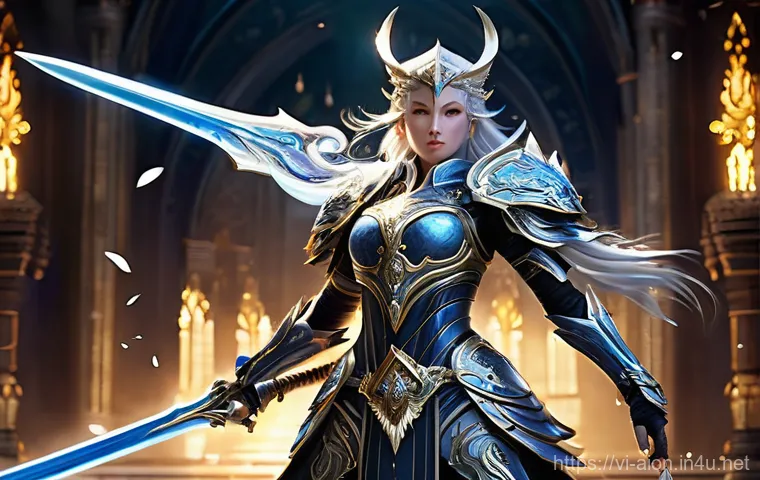 아이온 PvE 레벨업 코칭 - Prompt 1: Daeva Warrior in Action**