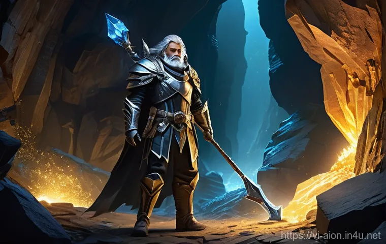 아이온 금속 제작법 - Image Prompt 1: The Determined Daeva Miner**