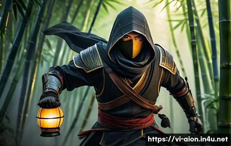 아이온 살성 스킬 트리 - A skilled assassin character in sleek dark tactical armor with subtle Vietnamese cultural motifs, po...
