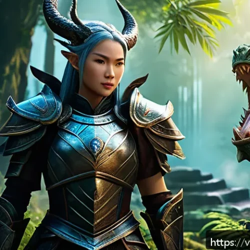Home 32 아이온 업적 시스템 - A dynamic MMORPG battle scene featuring a diverse group of adventurers in detailed fantasy armor and...